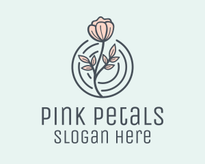 Pink Flower Badge logo design