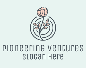 Pink Flower Badge logo design