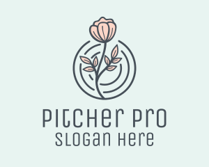 Pink Flower Badge logo design