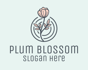 Pink Flower Badge logo design