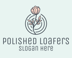 Pink Flower Badge logo design