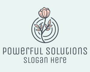 Pink Flower Badge logo design