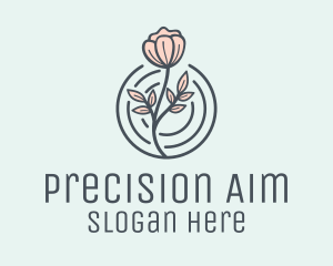 Pink Flower Badge logo design