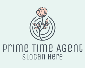 Pink Flower Badge logo design