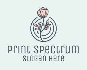 Pink Flower Badge logo design