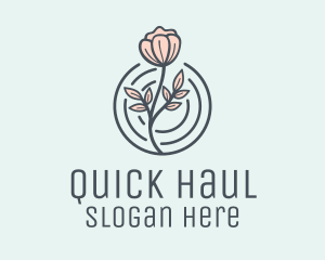 Pink Flower Badge logo design