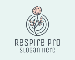 Pink Flower Badge logo design