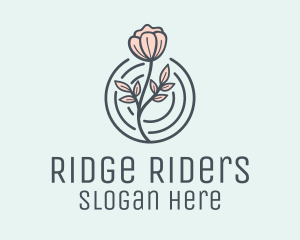 Pink Flower Badge logo design