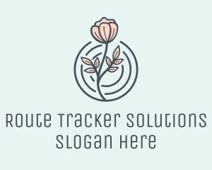 Pink Flower Badge logo design