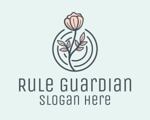 Pink Flower Badge logo design