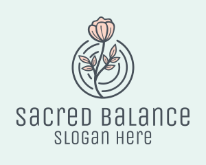 Pink Flower Badge logo design