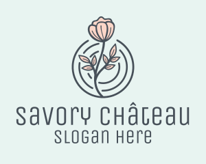 Pink Flower Badge logo design