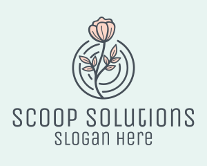 Pink Flower Badge logo design