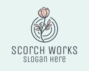 Pink Flower Badge logo design