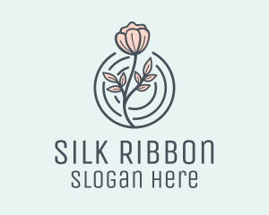 Pink Flower Badge logo design