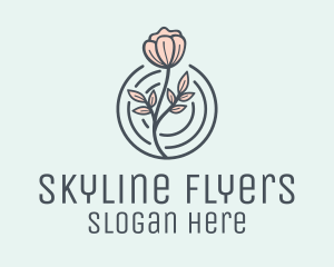 Pink Flower Badge logo design