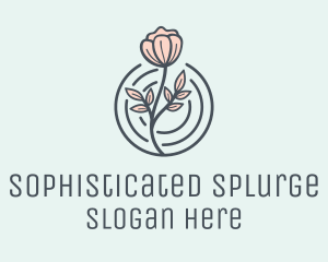 Pink Flower Badge logo design