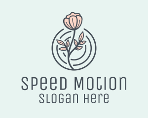 Pink Flower Badge logo design