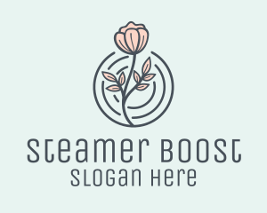 Pink Flower Badge logo design