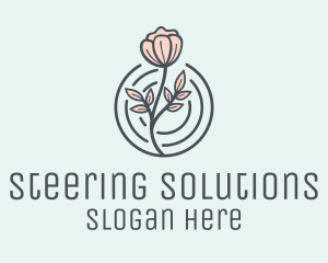 Pink Flower Badge logo design