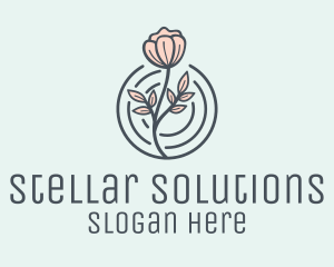 Pink Flower Badge logo design