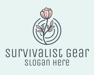 Pink Flower Badge logo design