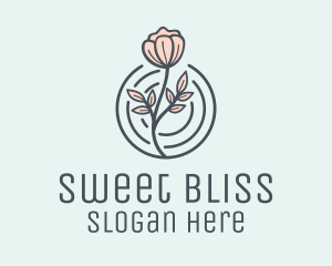 Pink Flower Badge logo design