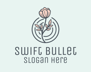 Pink Flower Badge logo design