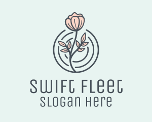 Pink Flower Badge logo design