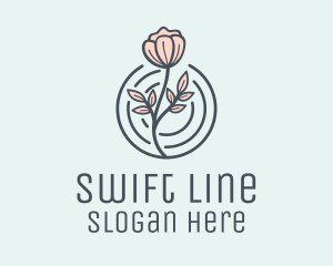 Pink Flower Badge logo design