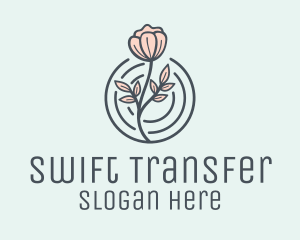 Pink Flower Badge logo design