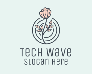 Pink Flower Badge logo design