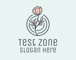 Pink Flower Badge logo design