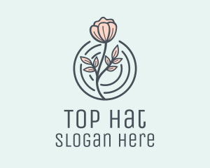 Pink Flower Badge logo design