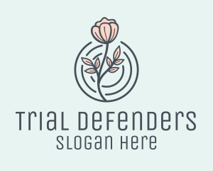 Pink Flower Badge logo design