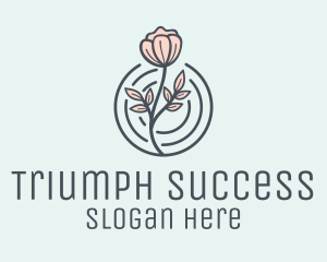 Pink Flower Badge logo design