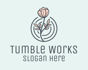 Pink Flower Badge logo design