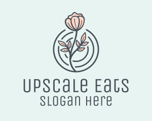 Pink Flower Badge logo design