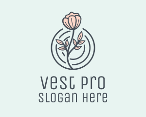 Pink Flower Badge logo design