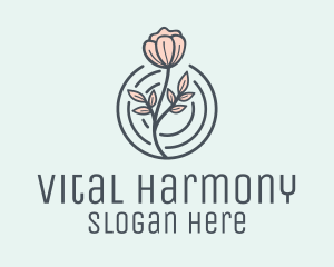 Pink Flower Badge logo design