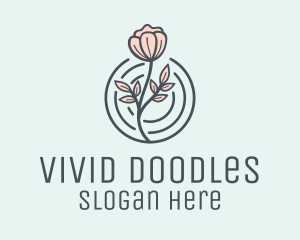 Pink Flower Badge logo design