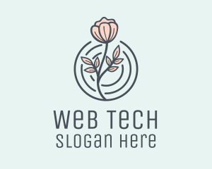 Pink Flower Badge logo design