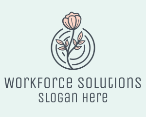 Pink Flower Badge logo design