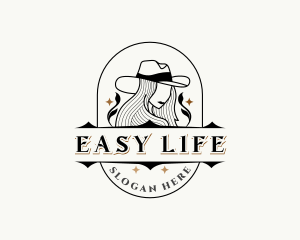 Western Cowgirl Hat logo design