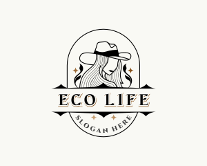 Western Cowgirl Hat logo design