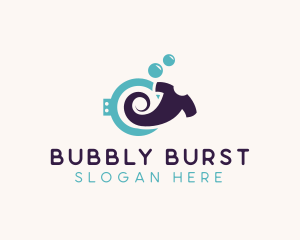 Bubble Shirt Laundry Washing logo design