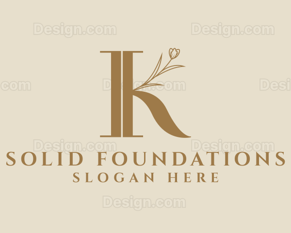 Floral Nature Stationery Letter K Logo