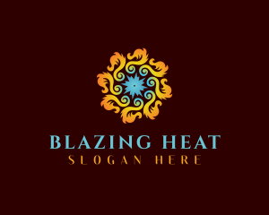 Fire HVAC Heating Cooling logo design