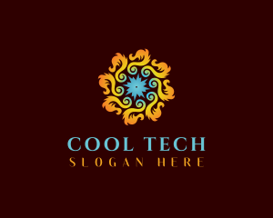 Fire HVAC Heating Cooling logo design