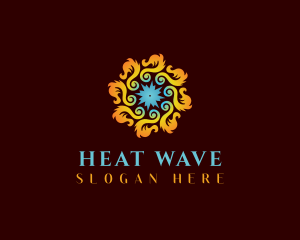 Fire HVAC Heating Cooling logo design